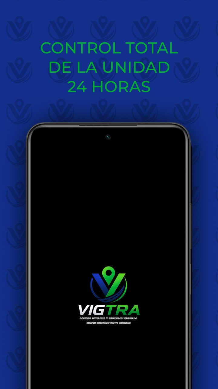 Pantalla de la app VIGTRA: control total de la unidad 24 horas